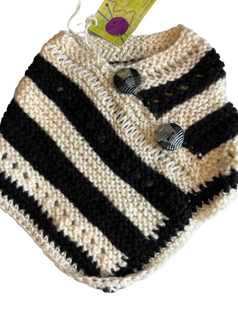 Boutique Hand Knit Baby girl sweater poncho and headband set
